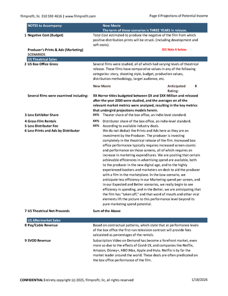 Premier Filmmaker's Financials Package
