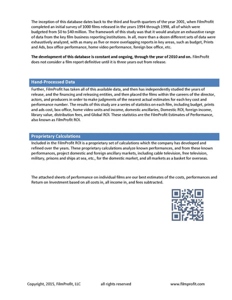 FilmProfit ROI Reports (2010 and before)